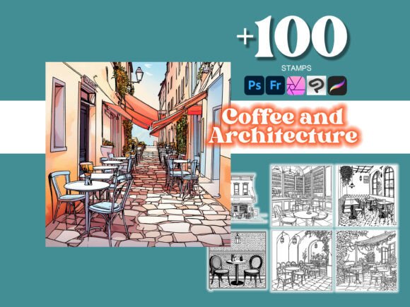 100 Coffee and Architecture Photoshop Brushes for Creative Designers