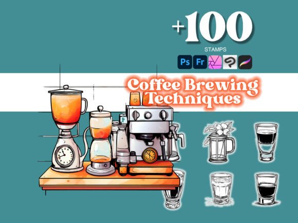 100 Coffee Brewing Techniques Photoshop Brushes