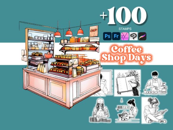 100 Coffee Shop Days Photoshop Brushes