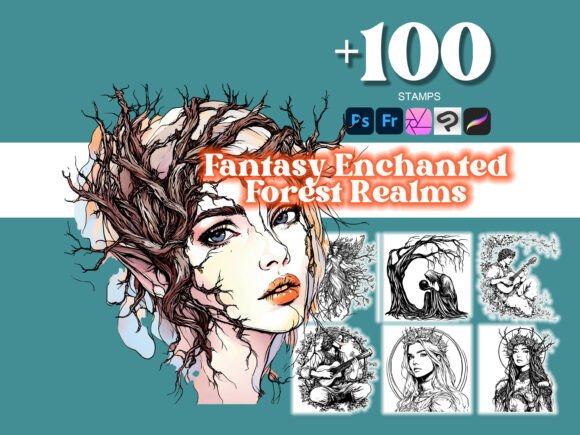 100 Enchanted Forest Realms Photoshop Brushes