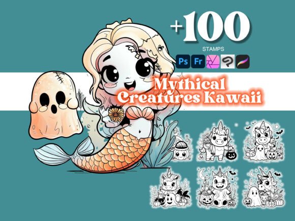 100 Mythical Creature Halloween Photoshop Brushes