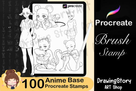 100 Procreate Animal Ears Girl Poses