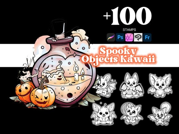 100 Spooky Objects Halloween Procreate: A Creative Tool for Kawaii-Inspired Halloween Art
