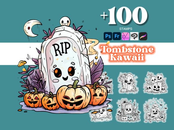 100 Tombstone Halloween Photoshop Brushes for Creative Designers