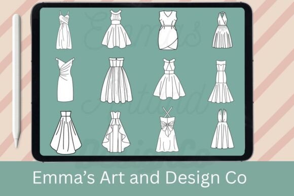 12 Dresses Procreate Brush Set