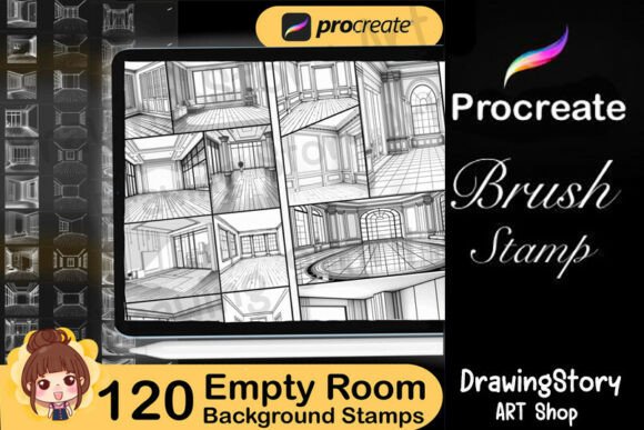 120 Procreate Empty Room Stamps