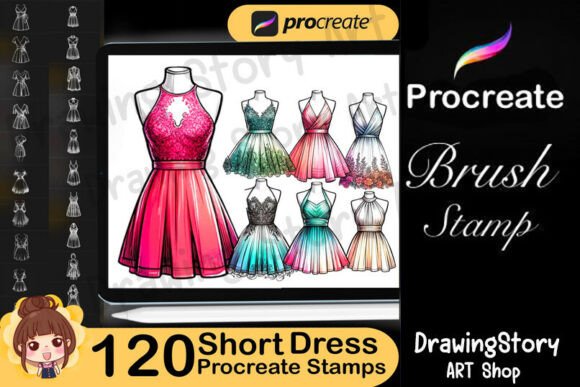 120 Short Dress Procreate Stamps: A Must-Have for Digital Artists