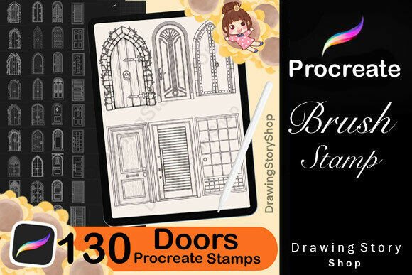 130 Procreate Door Stamps Brush for Creative Home Design