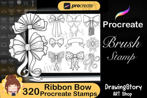320 Ribbon Bow Outline Stamps: Creative Tools for Digital Artists and Designers