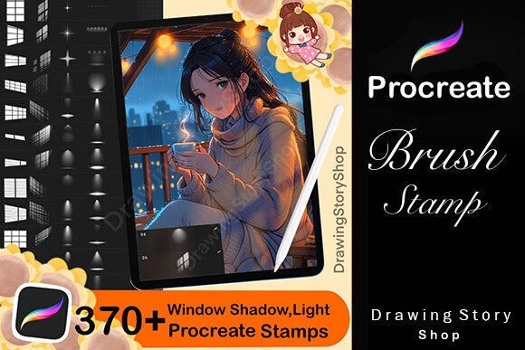 370 Procreate Windows Shadow Stamps