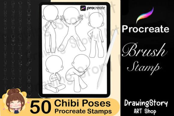 50 Procreate Chibi Maker: Elevating Digital Art with Anime Poses and Stamp Brushes