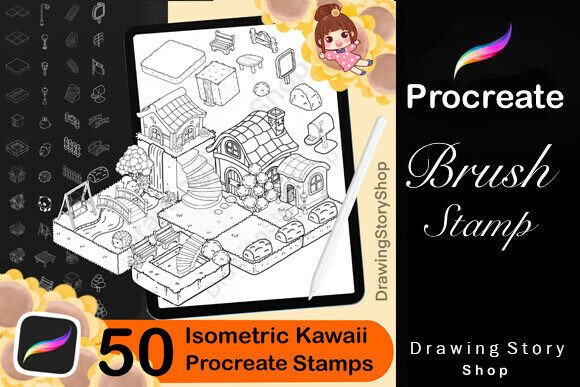 50 Procreate Isometric Kawaii Stamp 3: A Creative Tool for Digital Artists