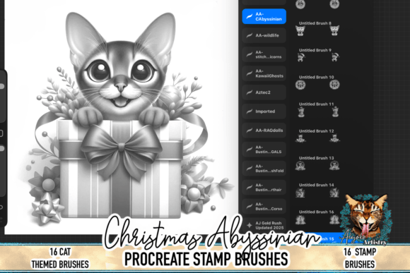 Christmas Abyssinian Cat Procreate Brush: Festive Feline Art Made Easy