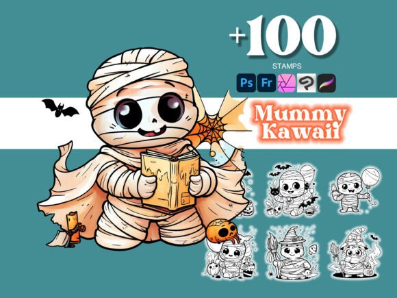 Elevate Your Creative Projects with 100 Mummy Halloween Photoshop Brushes