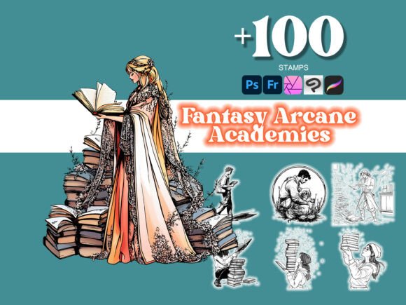Elevate Your Designs with 100 Arcane Academies Photoshop Brushes