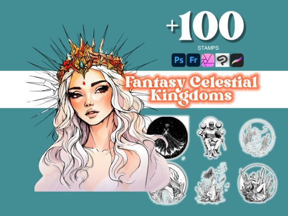 Elevate Your Designs with 100 Celestial Kingdoms Photoshop