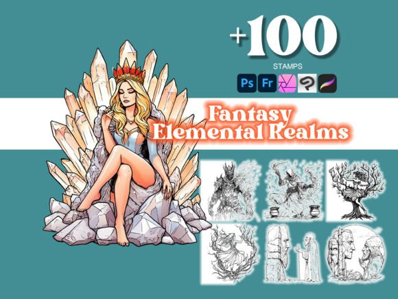 Elevate Your Designs with 100 Elemental Realms Photoshop