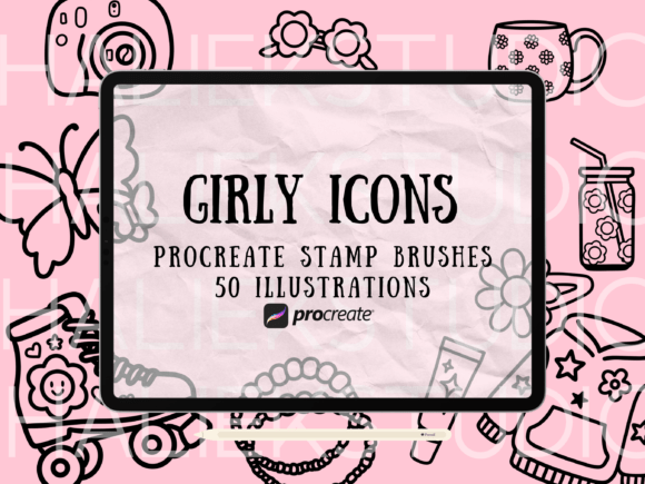 Girly Icons Procreate Brush Set: Creative Convenience for Digital Artists and Designers