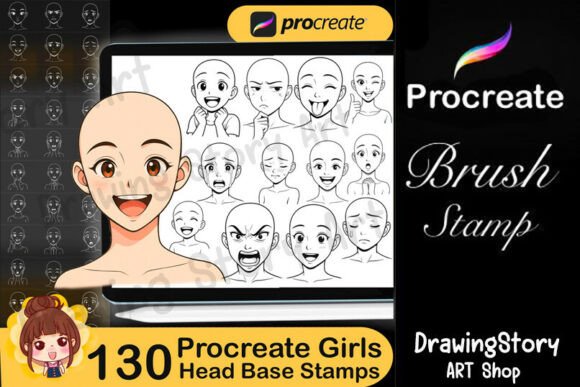 Unlocking Creativity with 130 Procreate Girls Head Base Stamps
